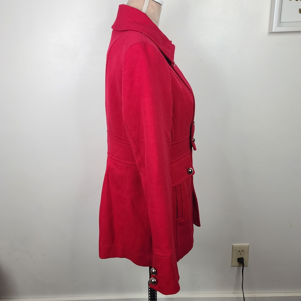 White House Black Market Berry Red Military Inspired Pea Coat M - Picture 3 of 16